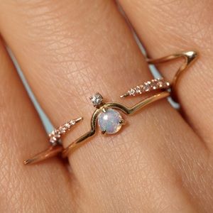 WWAKE nestled opal and diamond ring size 6